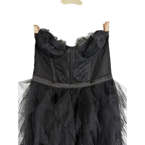 For Love & Lemons Bustier Tulle Gown Tiered Ruffle Prom Fairy Witchy Formal Sz M - Picture 6 of 11